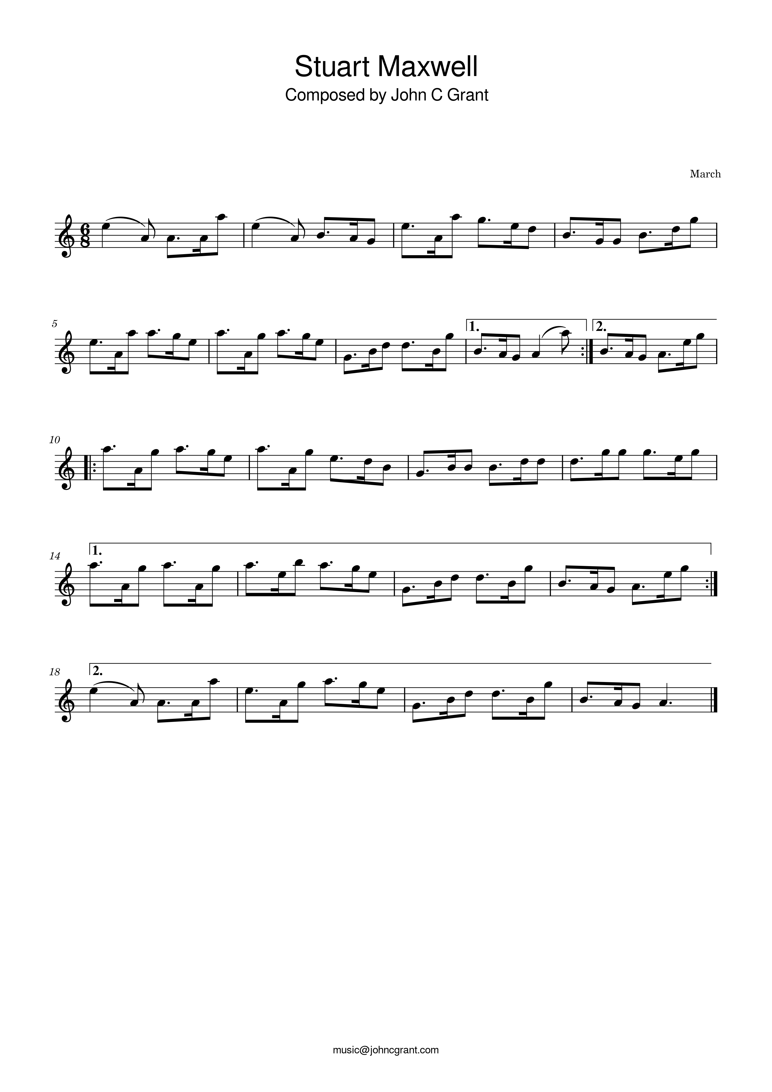 Stuart Maxwell - Composed by John C Grant (https://johncgrant.com). Traditional composer from Kilmarnock, Ayrshire, Scotland.
