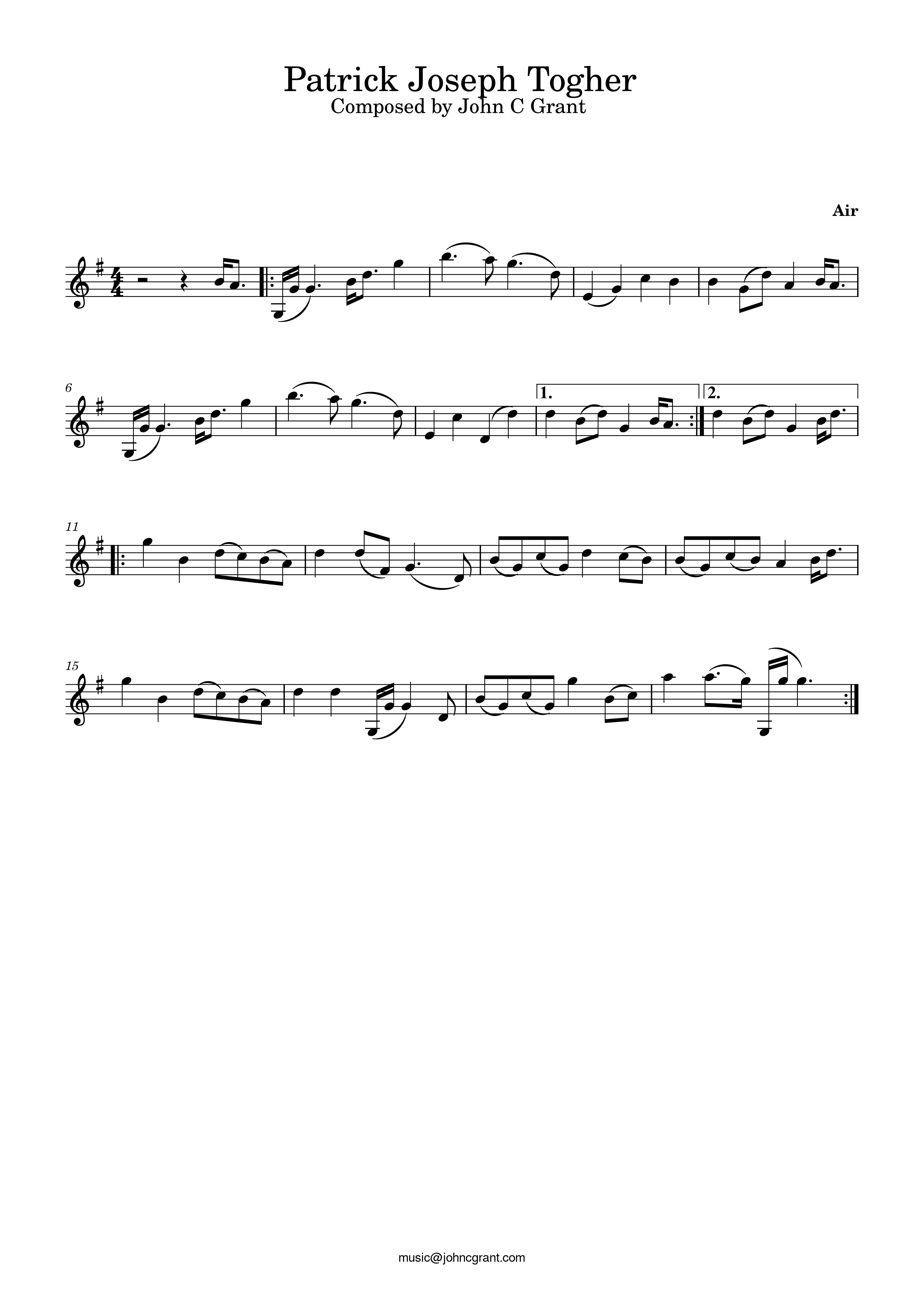 Patrick Joseph Togher - Composed by John C Grant (https://johncgrant.com). Traditional composer from Kilmarnock, Ayrshire, Scotland.
