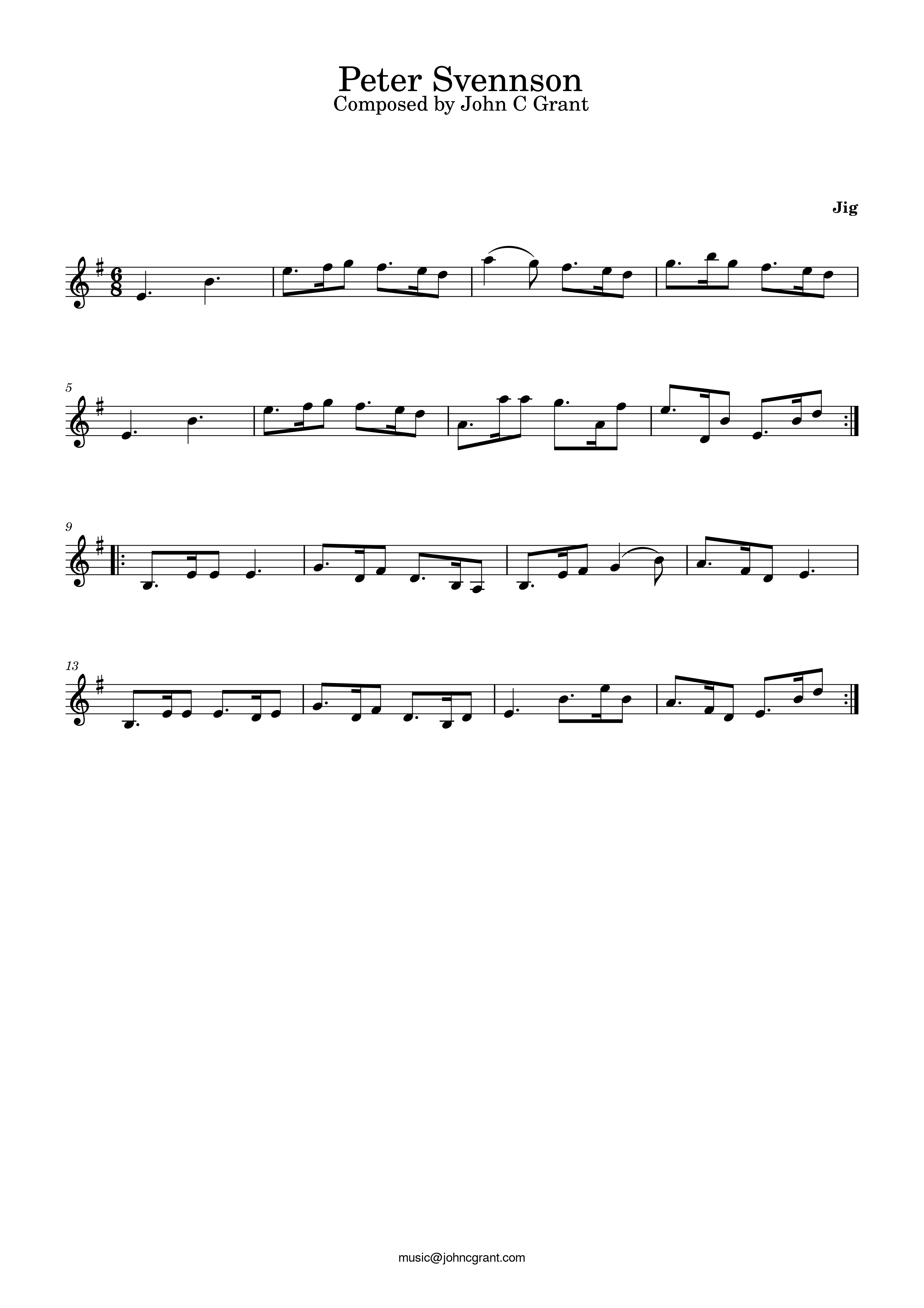Peter Svennson - Composed by John C Grant (https://johncgrant.com). Traditional composer from Kilmarnock, Ayrshire, Scotland.