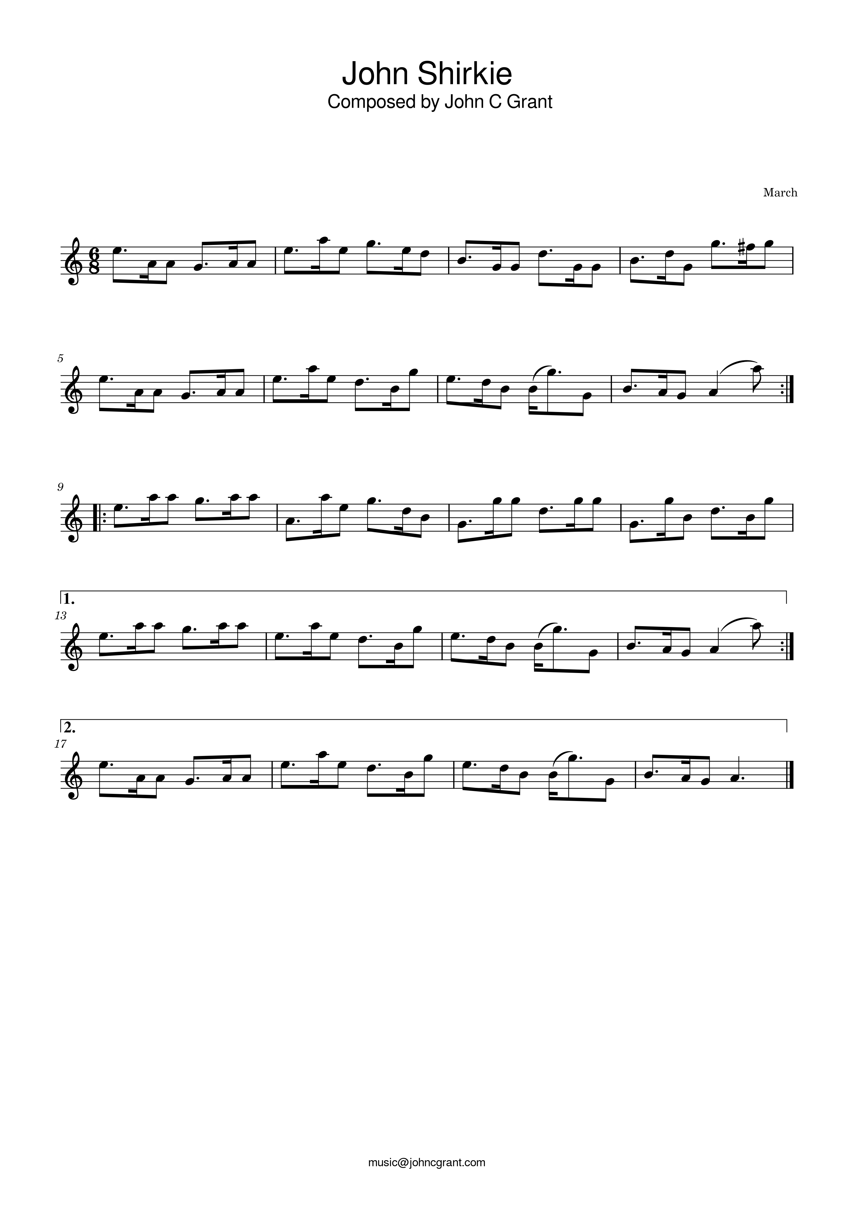 John Shirkie - Composed by John C Grant (https://johncgrant.com). Traditional composer from Kilmarnock, Ayrshire, Scotland.